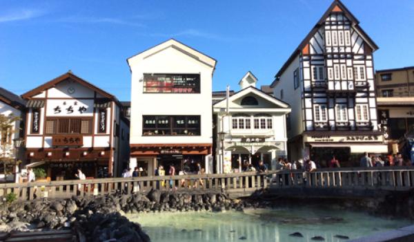 Boiling sulfuric water flows in Kusatsu’s town center. Photo by Miyako Storch