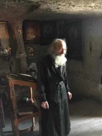 This monk resides in a cave at Orhei Vechi  Monastery  in Moldova.