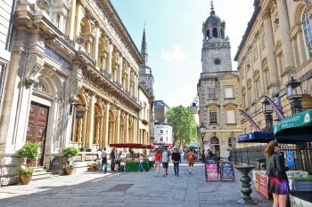 Corn Street shows off the stately architecture from Bristol’s financial boom years. Photo by Rick Steves