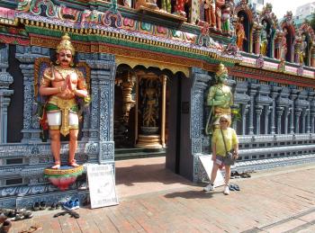 Carole at Sri Krishnan Temple in Singapore.