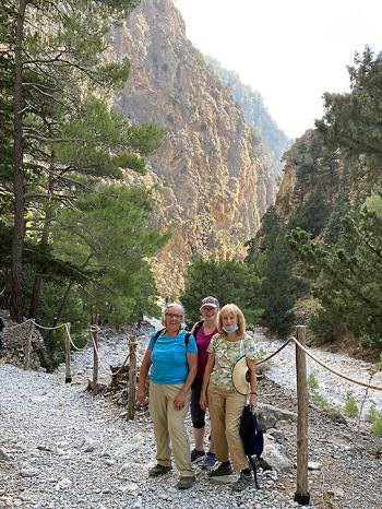 <i>l. to r.</i> Doris, Colleen and Linda on Samaria Gorge trail.