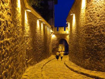 A cobblestone street in Plovdiv.