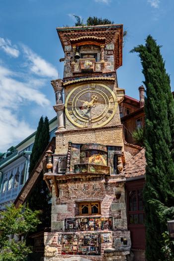 The leaning tower of Tbilisi, designed by Georgian puppeteer Rezo Gabriadze.