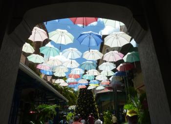 At the new shopping mall near the port in Port Louis, Mauritius.