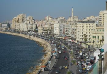 Along the coastline of Alexandria.