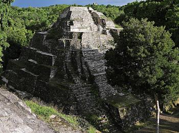 Pyramid in the North Acropolis of Yaxha — Guatemala.