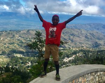 View overlooking Port-au-Prince, with a friendly local.