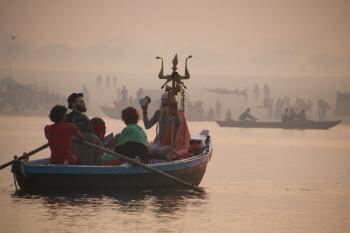 Scene on the Ganges in Varanasi as we waited to see the sunrise.