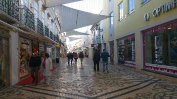 Faro's <i>calçadas</i>, or stone-tiled pedestrian walkways, feature impressive artistic designs. Photo by Randy Keck