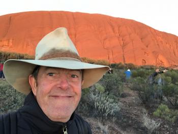 David’s selfie and caption: “Big rock, big hat, big chin — David Bentley at Ayers Rock.” Photos by David Bentley