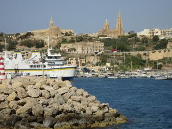 Ferry landing at the city of Mġarr on Gozo.