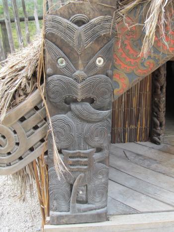 A woodcarving in Pikirangi, part of the Te Puia site in Rotorua, New Zealand.