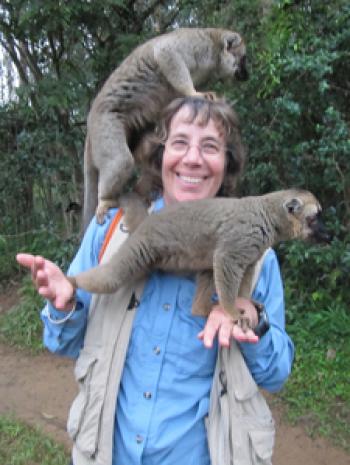 Nili Olay and lemurs in Andasibe-Mantadia National Park — Madagascar. Photo by Jerry Vetowich