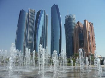 View of the Etihad Towers in Abu Dhabi, UAE