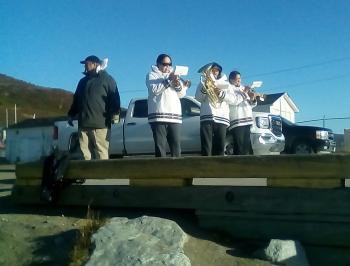 A brass band greeted us at Nain.