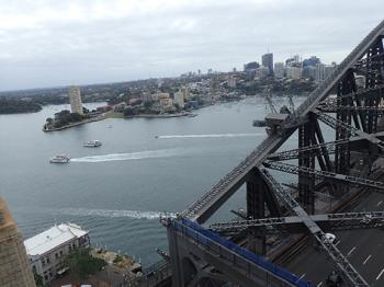 One view from the top of the southeastern pylon of Sydney Harbour Bridge.