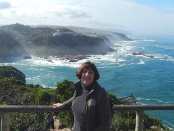Jann Segal on a hike at the Featherbed Nature Reserve in Knysna, South Africa.