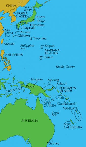 Map of South Pacific.