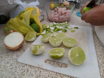 Cut lemons ready to squeeze.