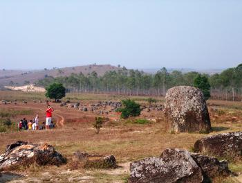 One of several fields of jars in the Plain of Jars — Laos. Photo by Sandra Scott