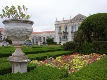 The Palácio Nacional de Queluz as seen from one of its gardens.