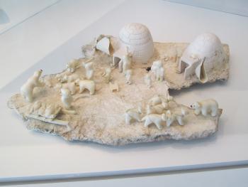Inuit carving on display in the Brousseau Collection of Inuit Art at the Québec Museum of Fine Arts. Photo by Julie Skurdenis