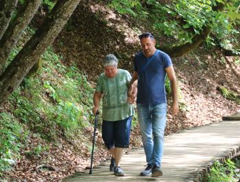 Our guide, Sanjin, helping Betty walk. A supporting hand seemed to make all the difference for her.