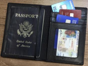 An RFID-blocking wallet can prevent data thieves from remotely scanning RFID chips, such as those in passports and some driver’s licenses. Photo by Mark Gallo