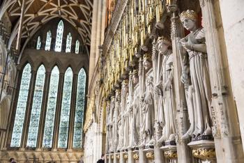 Entrance to the Quire in York Minster, UK, featuring stone statues of the kings of England, dating back from the 15th century. Photo by Dreamstime/TNS