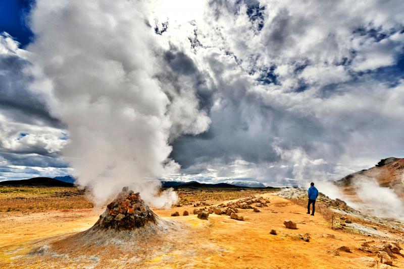 Namafjall, along the Ring Road that circles Iceland, is one of the island’s most accessible and impressive geothermal areas. Photo by Cameron Hewitt