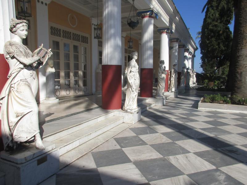 The Periclean colonnade at Achilleion Palace on Corfu. Photos by Carole Feldman