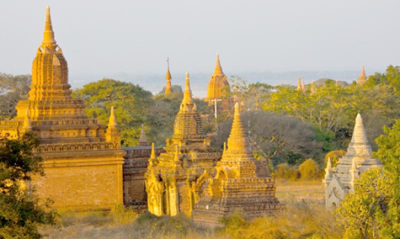 Pagodas of Bagan, Myanmar, as seen from a hot-air balloon over the city. Photo by Larry Flinner