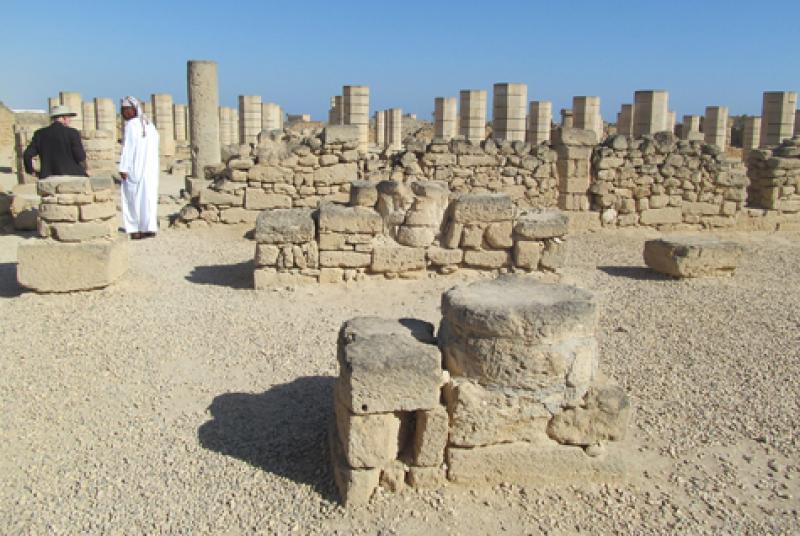 My husband, Paul, and our guide exploring the ruins of Al Baleed’s largest mosque — Oman. Photos by Julie Skurdenis